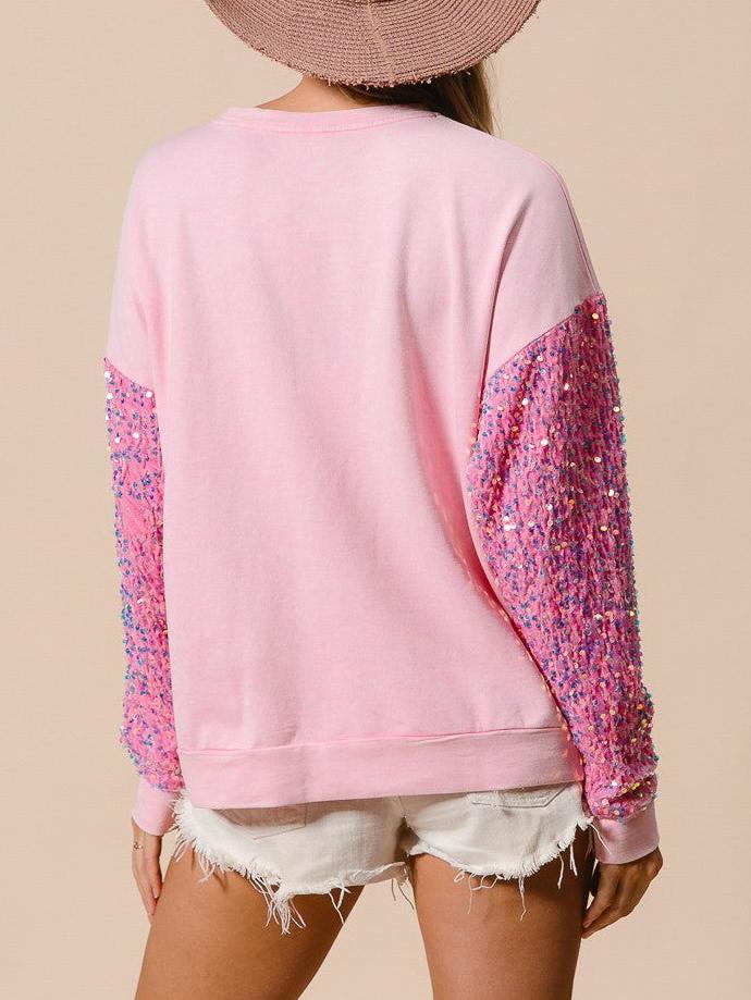 Weihnachtssüßes Langarm-Sweatshirt mit Pailletten