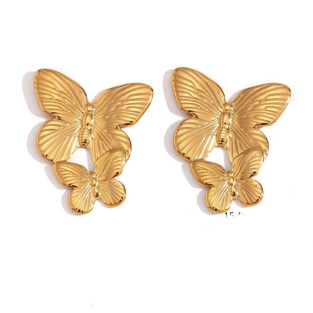 Large Gold Butterfly Earrings