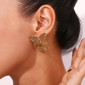 Large Gold Butterfly Earrings