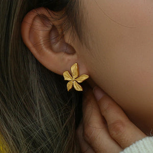 Lily Flower Gold Earrings