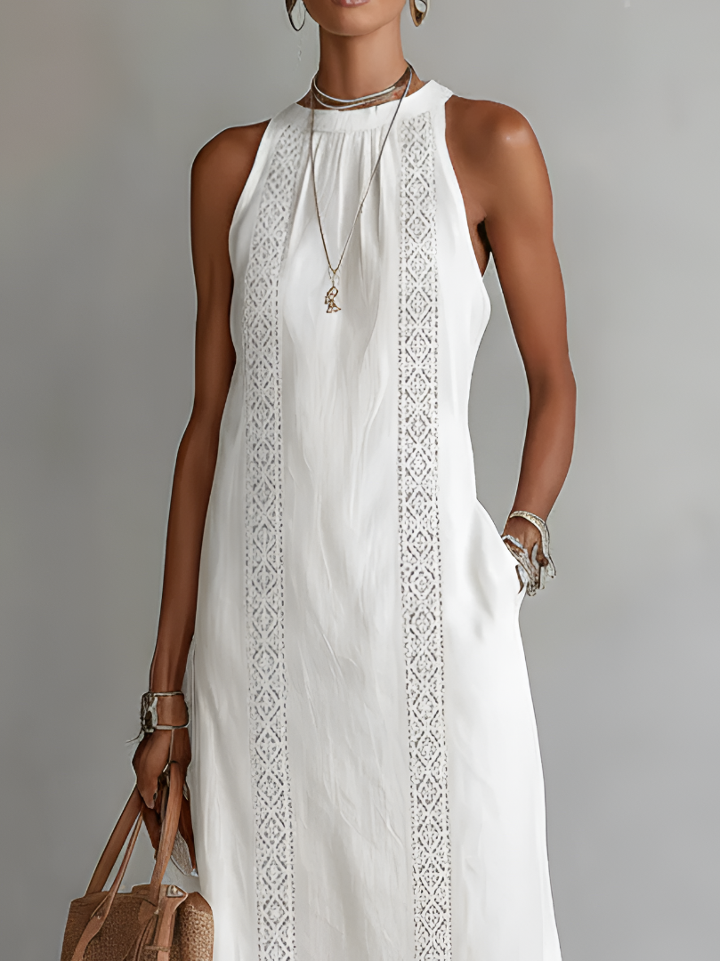 Celeste | White Linen Midi Dress