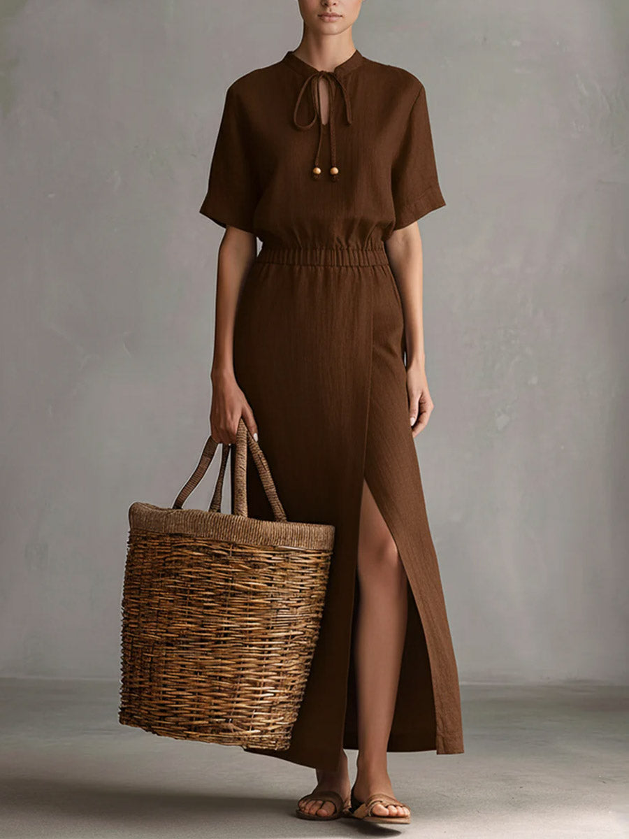 Claire | Minimalist Linen-Blend Midi Dress