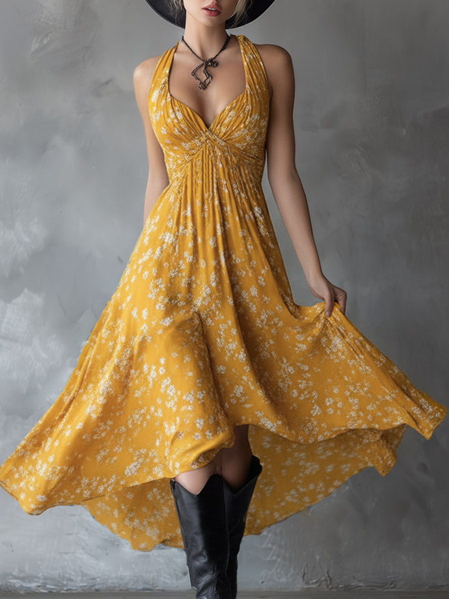 Celeste | Cross V-Neck Halter Back Dress