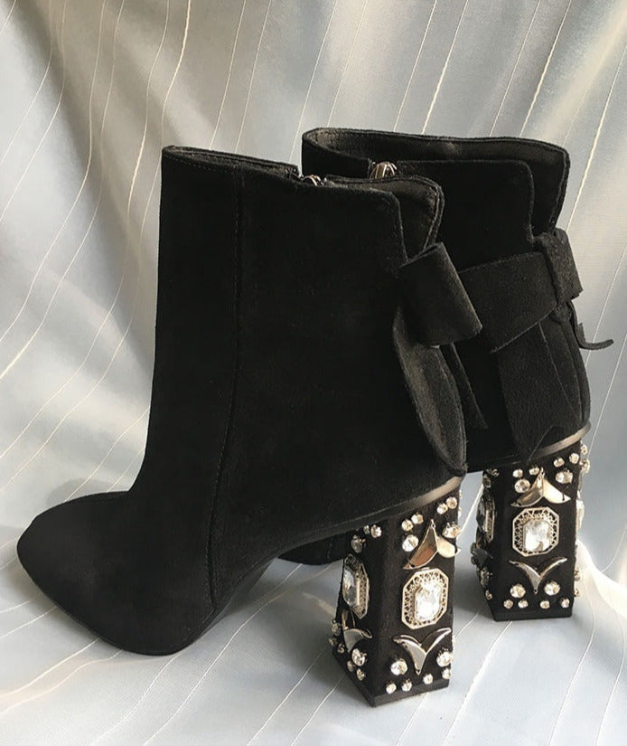 YINNA CRYSTAL SUEDE HEELS black
