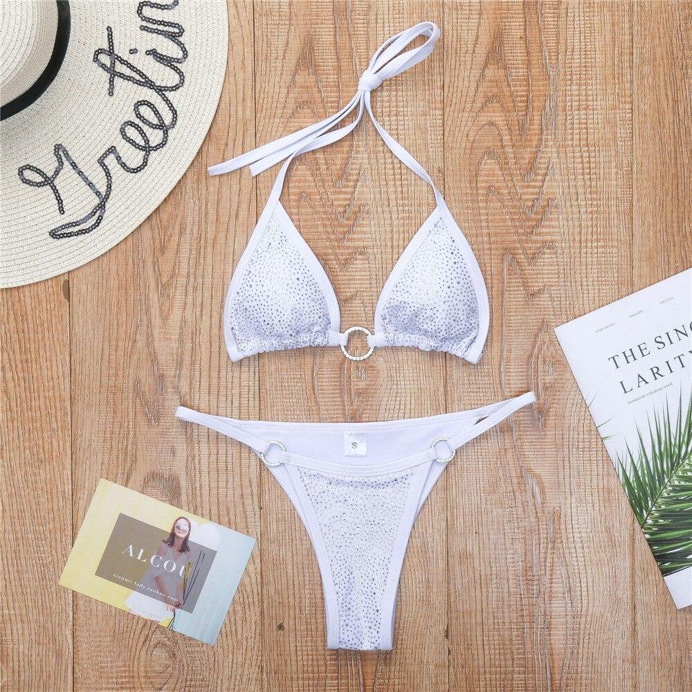 Crystal Bikini With Rhinestone White