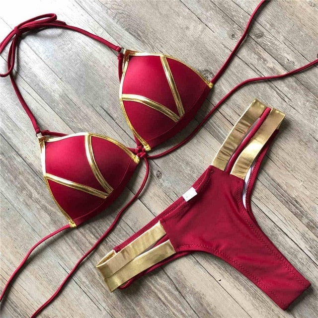 Independent Push Up Bikini Wine Red