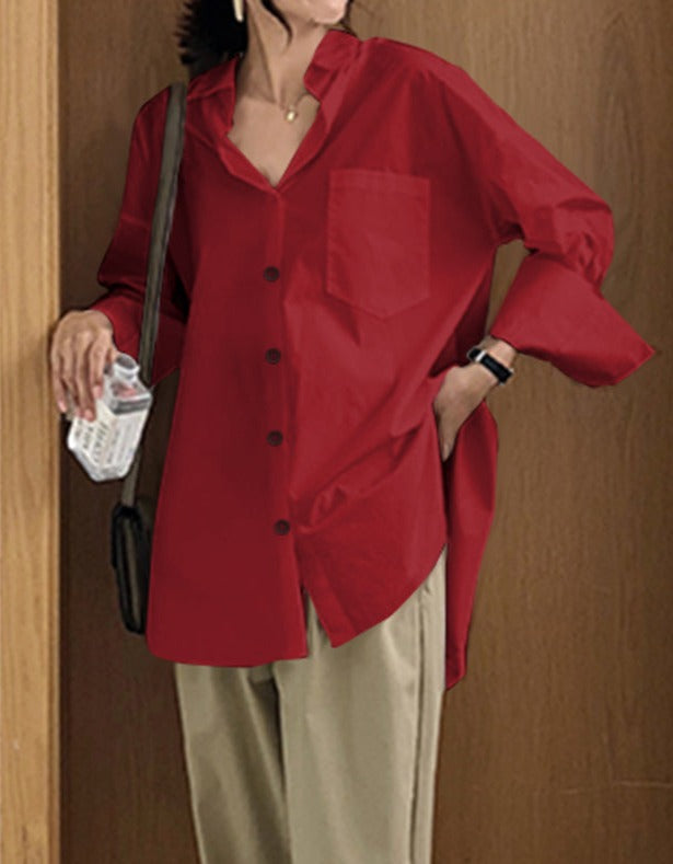 CHERYL ASYMMETRICAL SHIRT Red