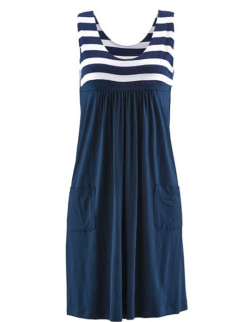 POLLINA STRIPED DRESS /plus size/ Navy Blue