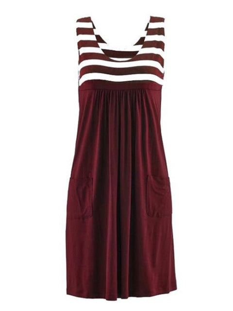 POLLINA STRIPED DRESS /plus size/ Burgundy