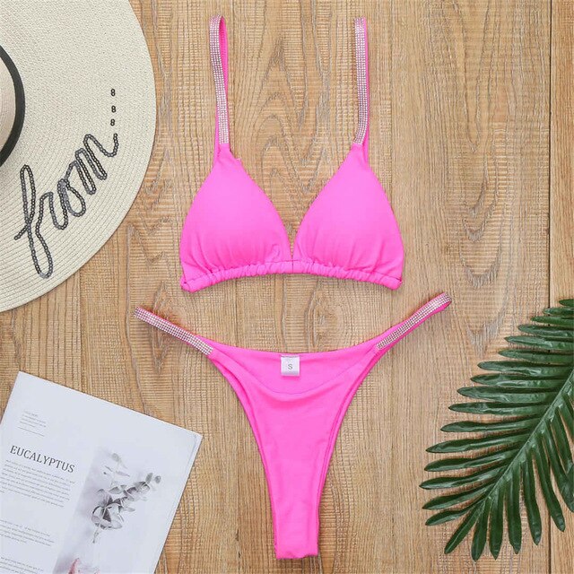 Mini Crystal Micro Bikini Pink