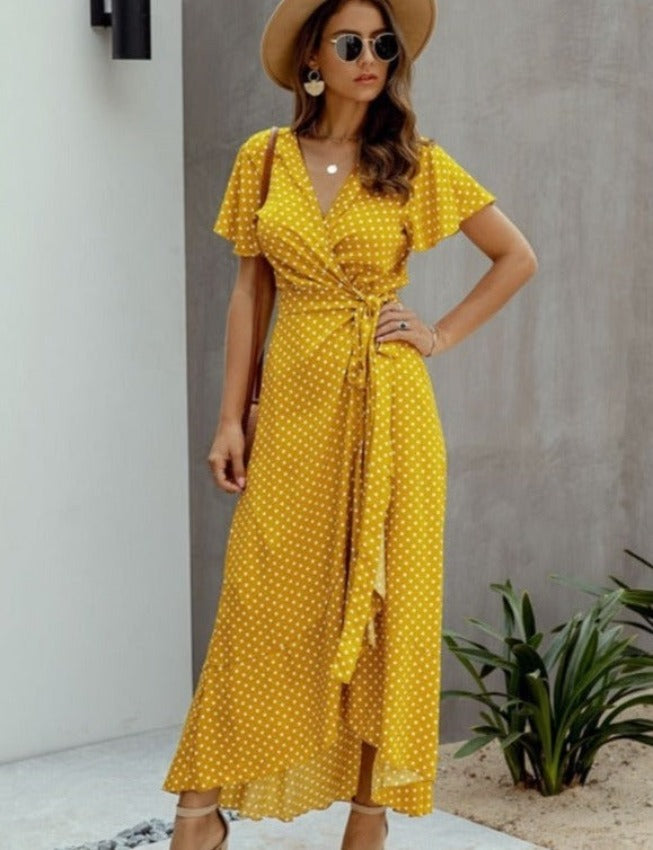 SARRA DOLKA DOT DRESS Yellow