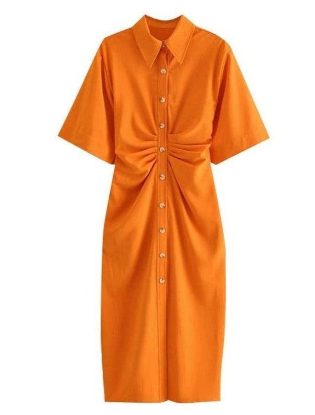 VITTA DRAPED DRESS Orange