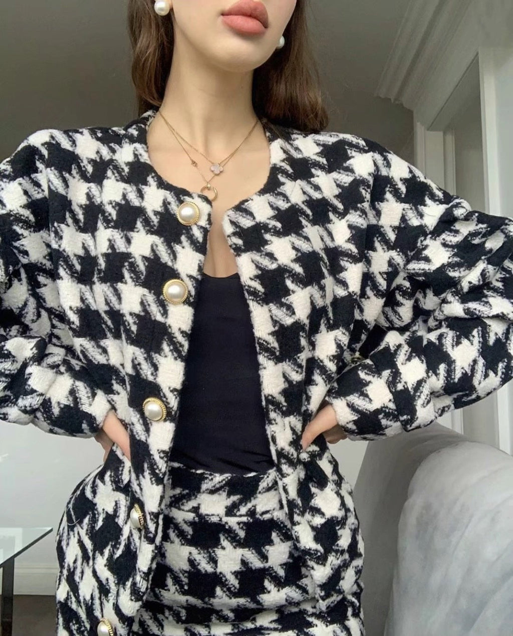 SHONNA PLAID SUIT black plaid 1 set