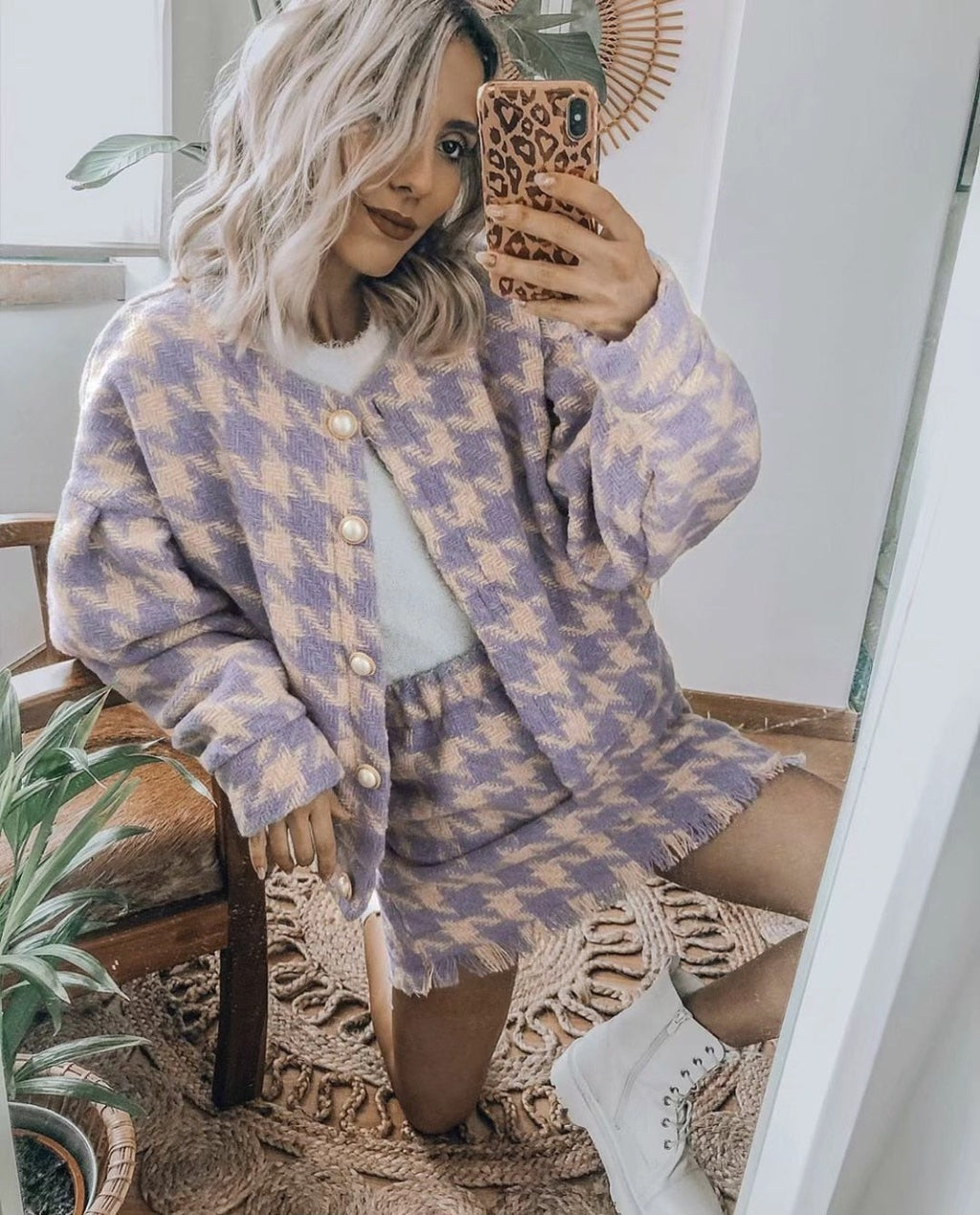 SHONNA PLAID SUIT purple plaid 1 set