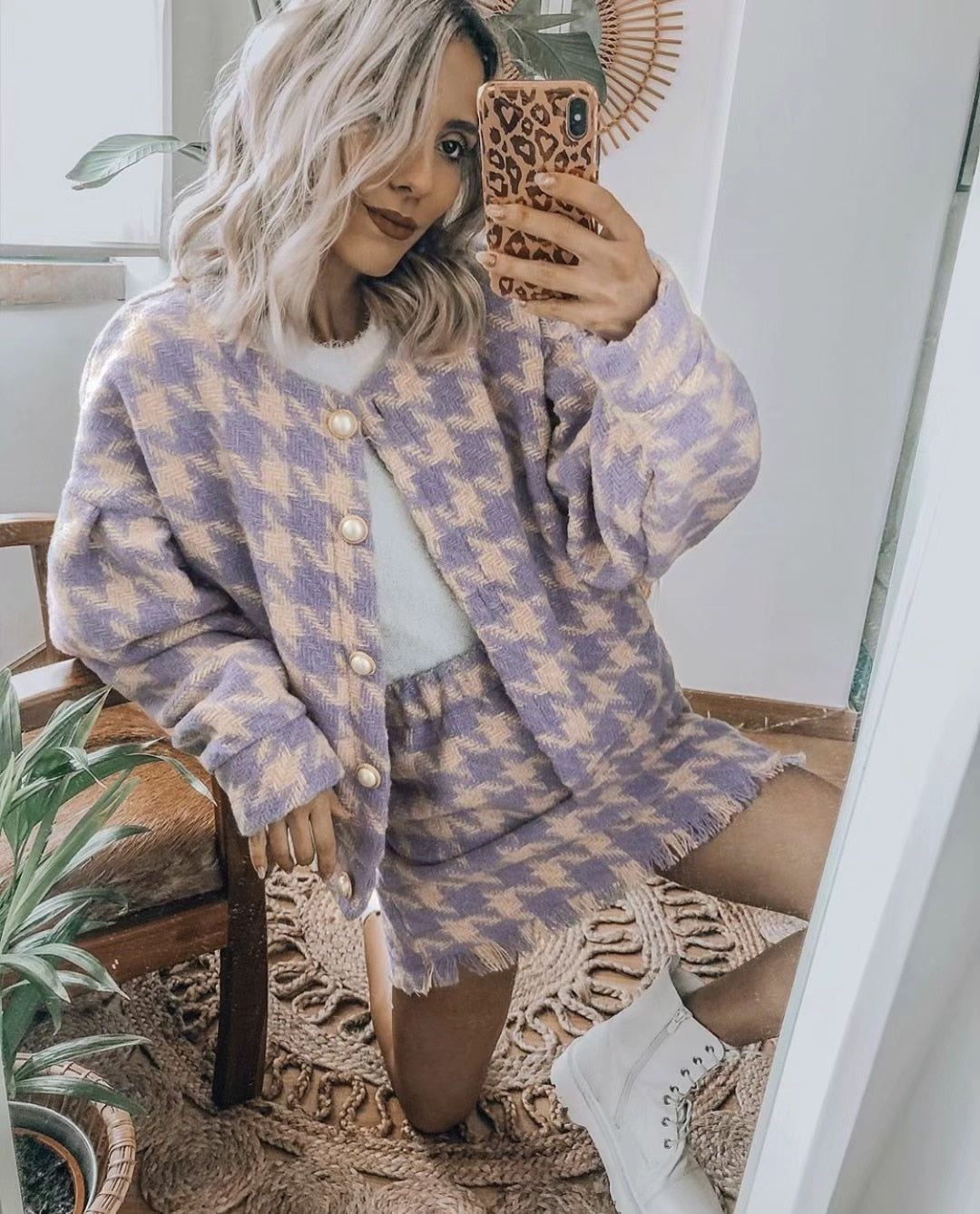 SHONNA PLAID SUIT purple plaid 1 set