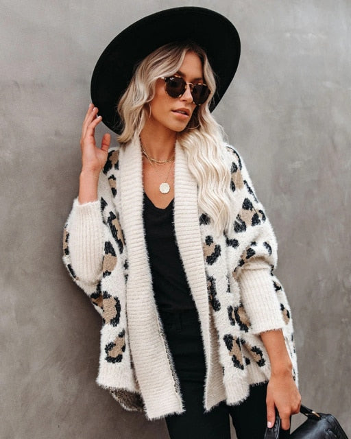Perfection Leopard Knit Cardigan beige