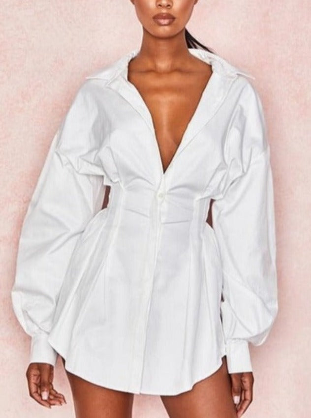MARGARET SHIRT-DRESS white