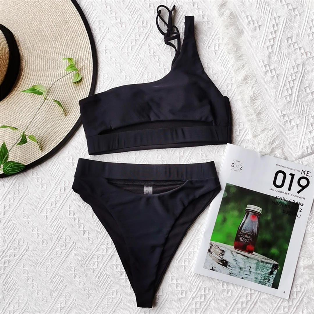 Tummy Cut Out Bikini Black