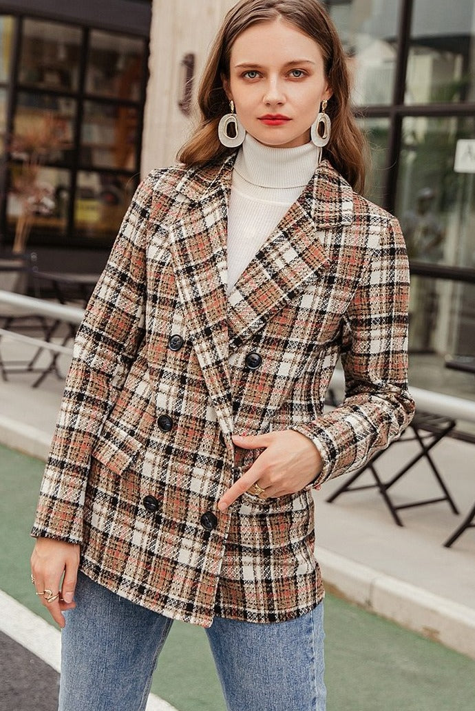 LOVELY PLAID BLAZER BEIGE