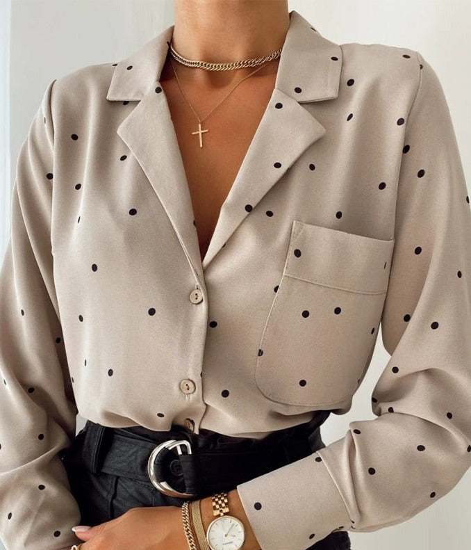 NORRA POLKA DOT SHIRT Khaki