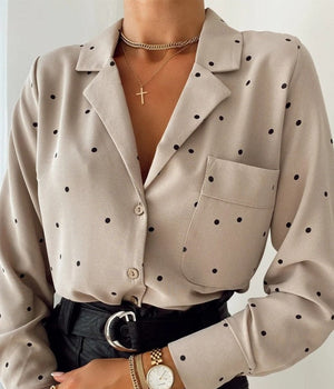 NORRA POLKA DOT SHIRT Khaki