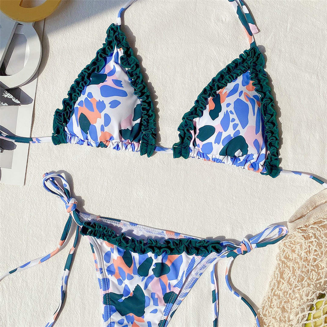 Halter Frilled String Bikini