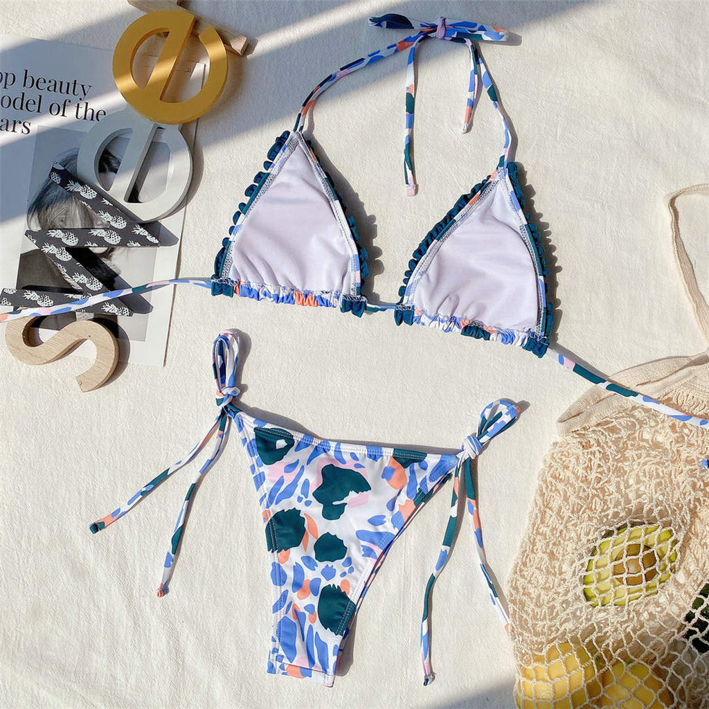 Halter Frilled String Bikini