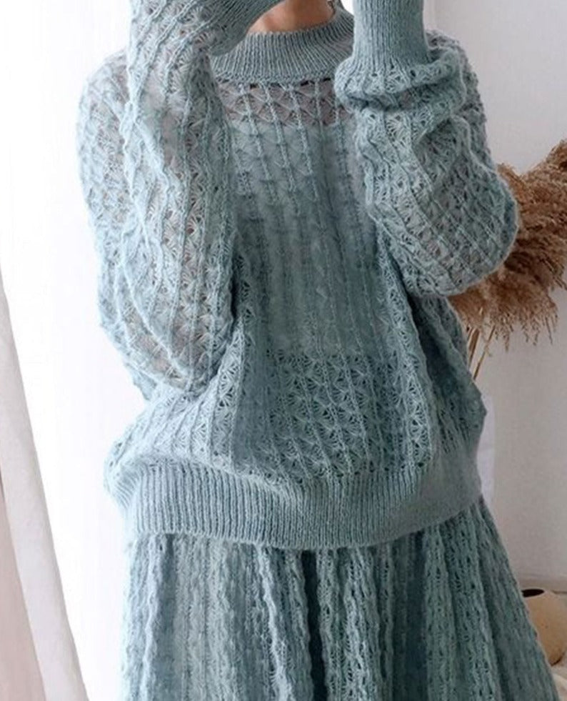 KAWAII TENDER KNIT SET Blue One Size