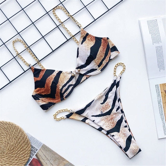Chain Strap One Piece Swimsuit