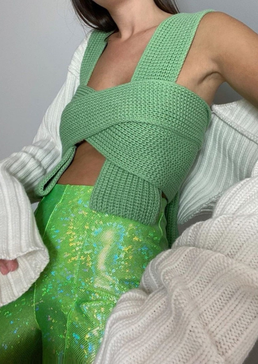 TINA KNITTED TOP One Size green