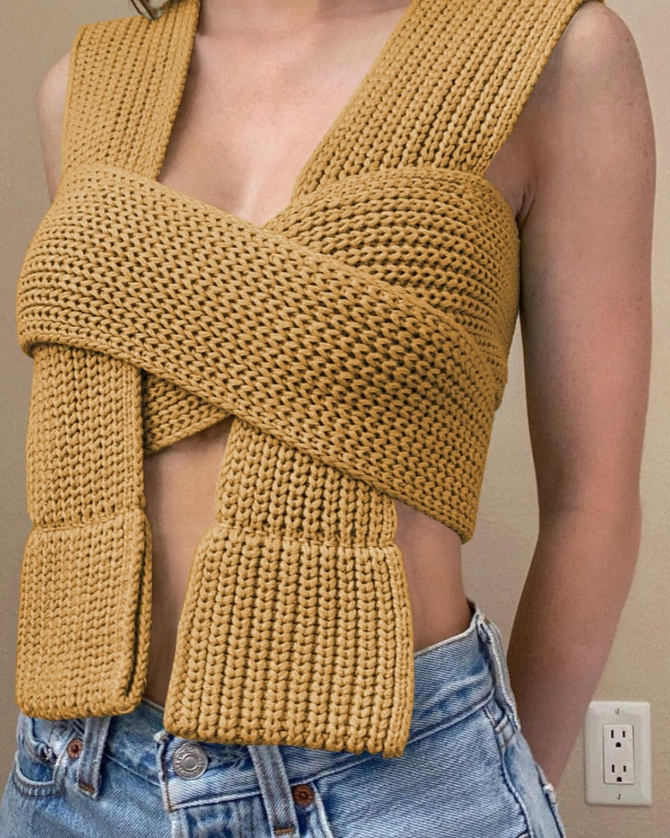 TINA KNITTED TOP One Size Camel