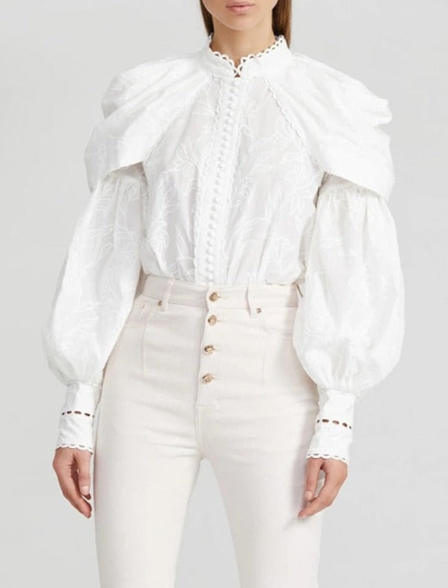 VIRGINIA EMBROIDERY BLOUSE White