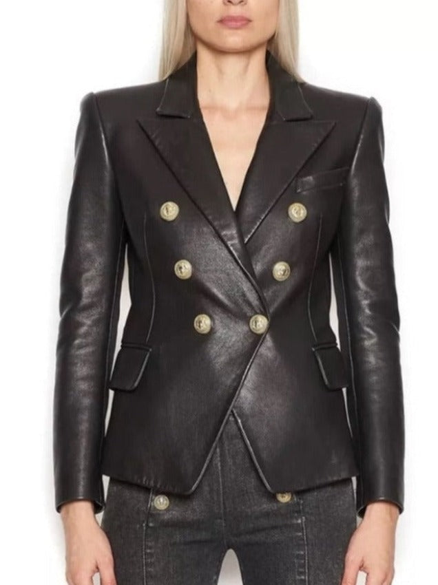 TONIA LEATHER BLAZER Black