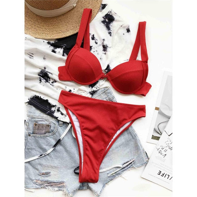 High Waist Bikini Red