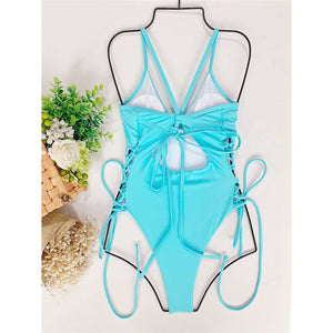 Lace Up Underwired One Piece Swimsuit