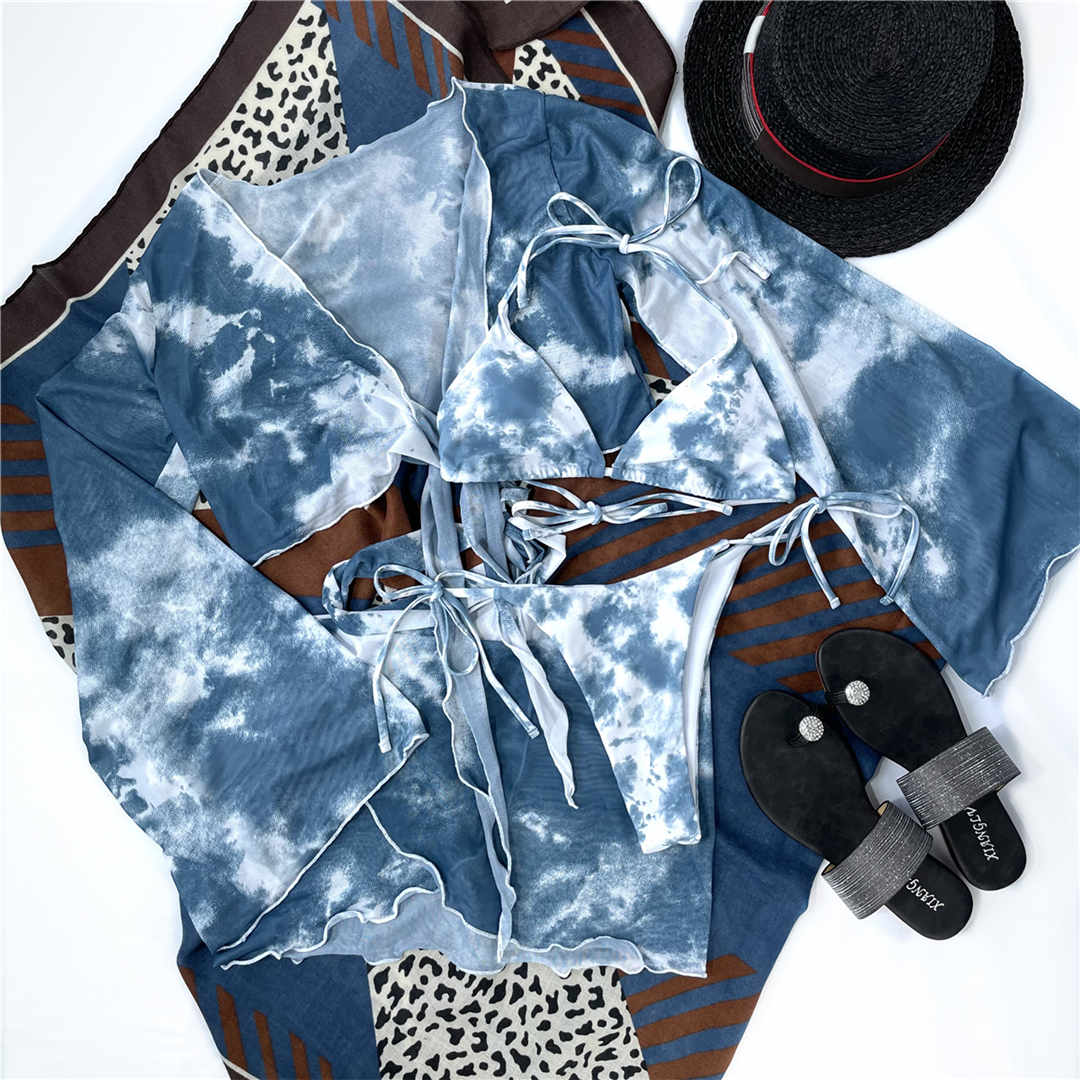 Tie Dye Long Sleeve Bikini