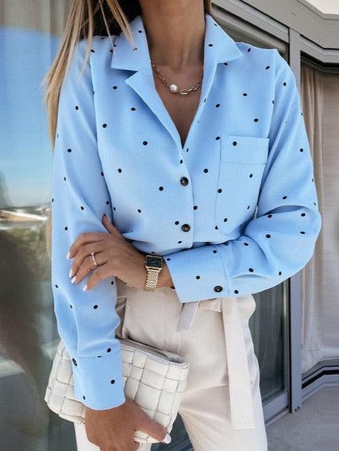 NORRA POLKA DOT SHIRT Sky Blue