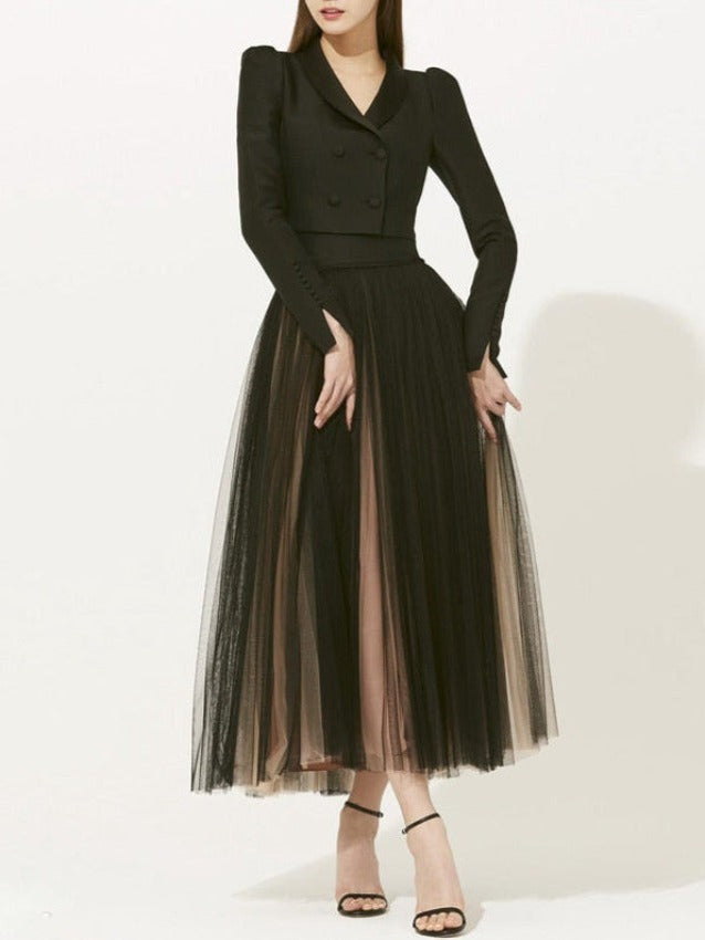 LEISA TOP & MESH SKIRT black