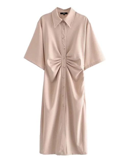 VITTA DRAPED DRESS Milk Coffee