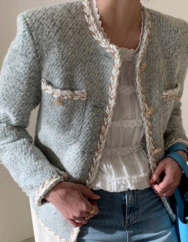 HARRIETT PARIS TWEED BLAZER Pastel Blue