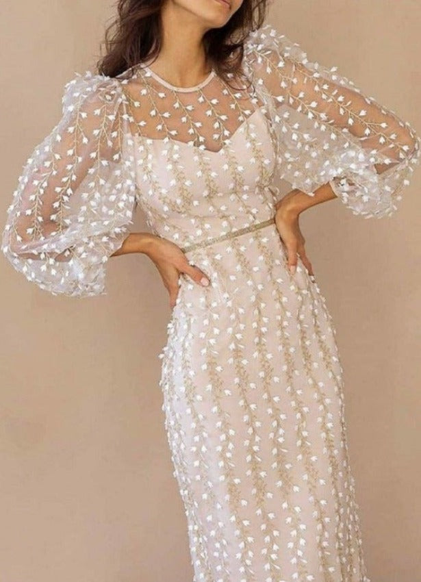 NINO EMBROIDERED DRESS Ivory