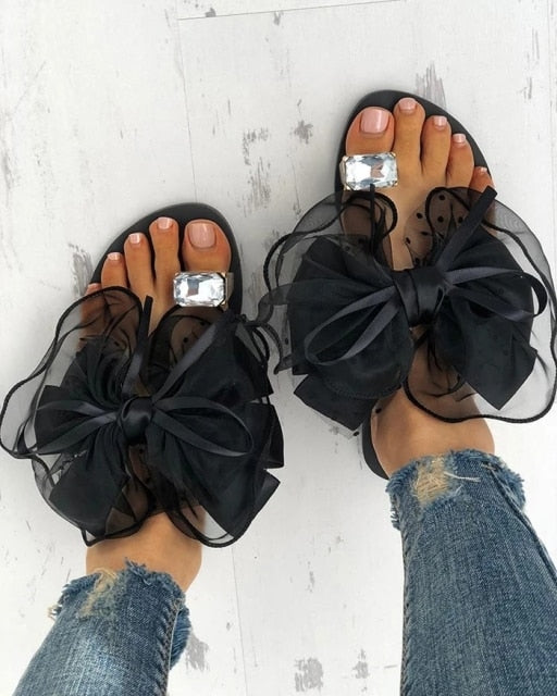 NANCY BOWTIE SLIPPERS BLACK