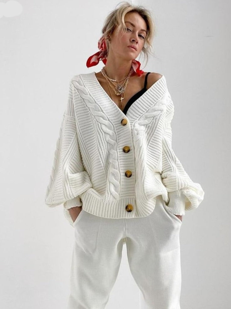 VARVARA CARDIGAN & PANTS SET white One Size