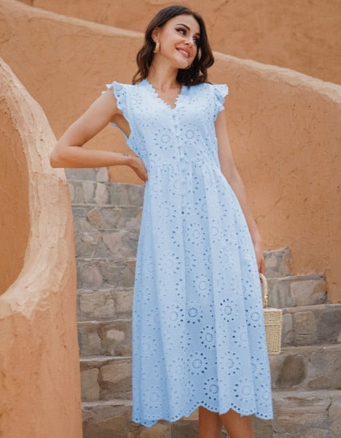 MARCIA BUTTONED DRESS Blue