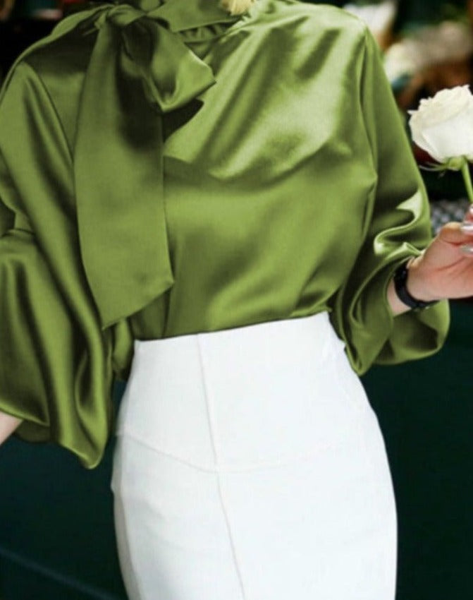 DONNA SATIN BLOUSE Green
