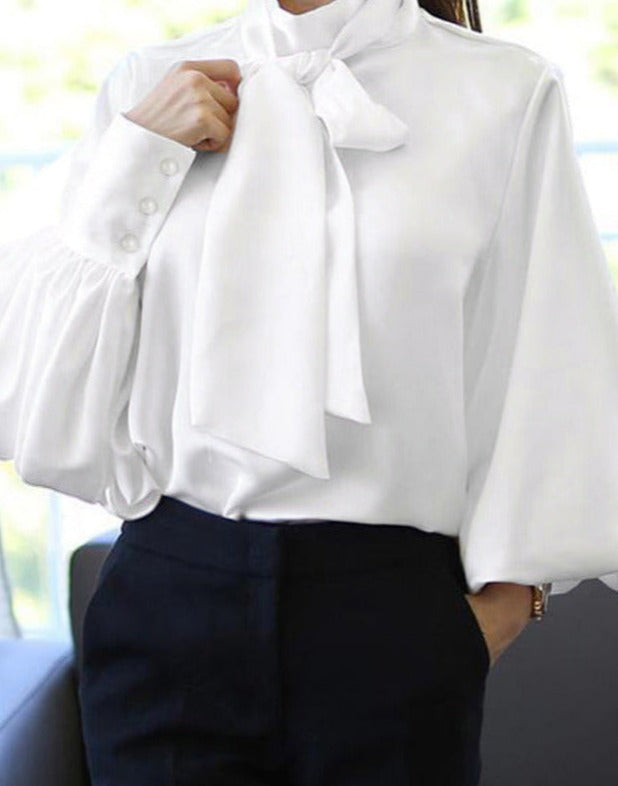 DONNA SATIN BLOUSE White