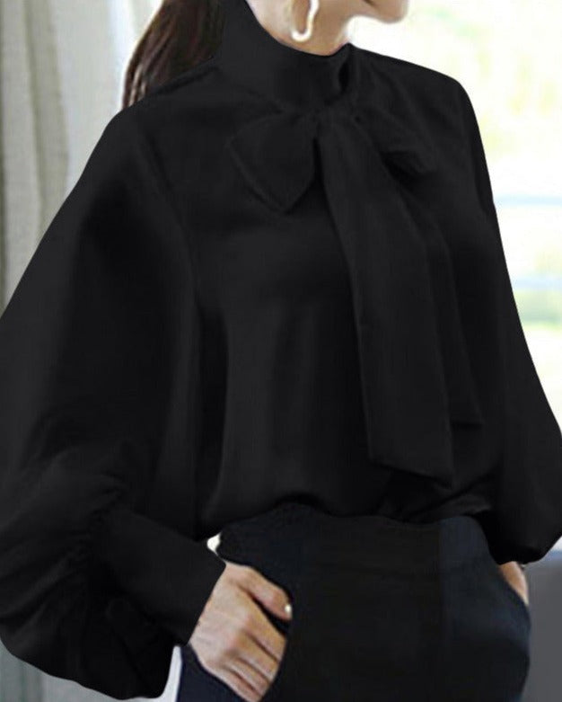 DONNA SATIN BLOUSE Black