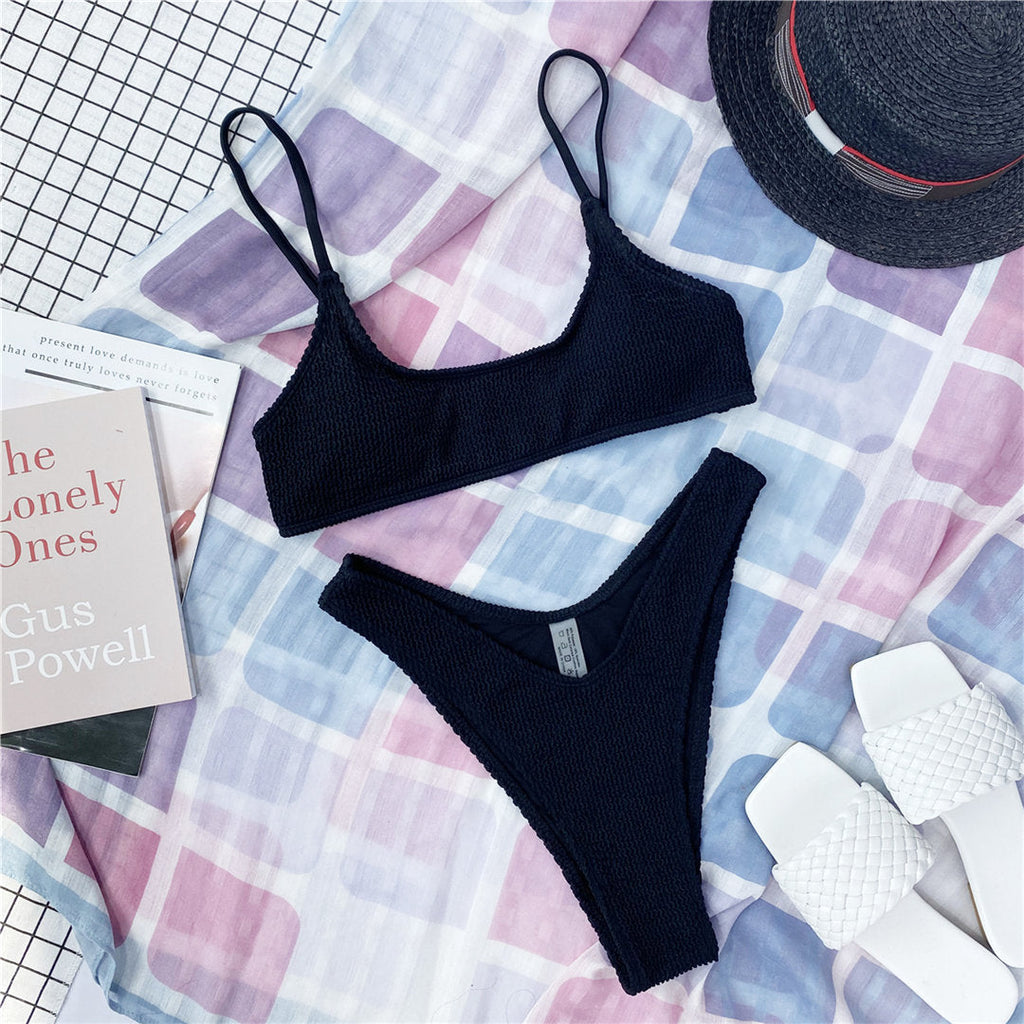 Ribbed Padded Bikini Black