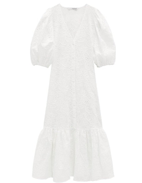 V-NECK VESTI DRESS white
