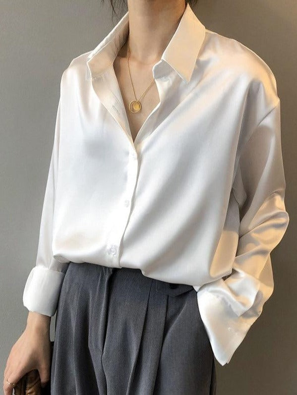DARIA SATIN SHIRT White